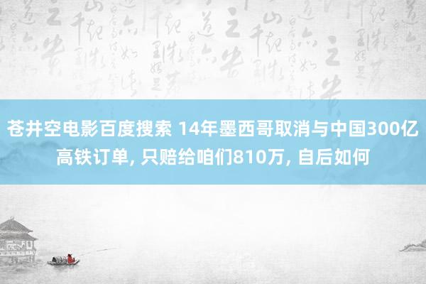 苍井空电影百度搜索 14年墨西哥取消与中国300亿高铁订单， 只赔给咱们810万， 自后如何