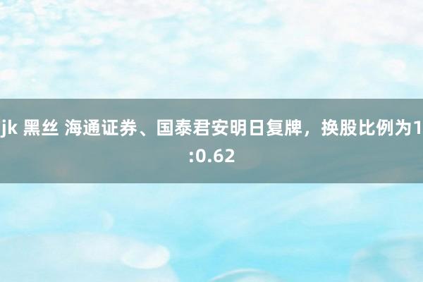 jk 黑丝 海通证券、国泰君安明日复牌，换股比例为1:0.62