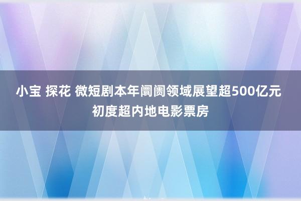 小宝 探花 微短剧本年阛阓领域展望超500亿元 初度超内地电影票房