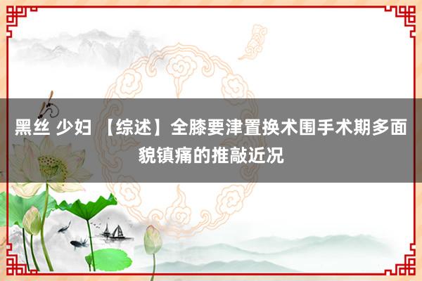 黑丝 少妇 【综述】全膝要津置换术围手术期多面貌镇痛的推敲近况