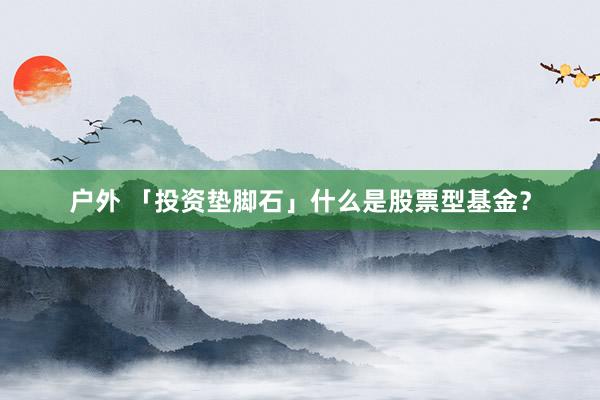 户外 「投资垫脚石」什么是股票型基金？