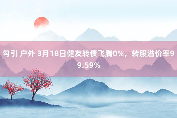 勾引 户外 3月18日健友转债飞腾0%，转股溢价率99.59%