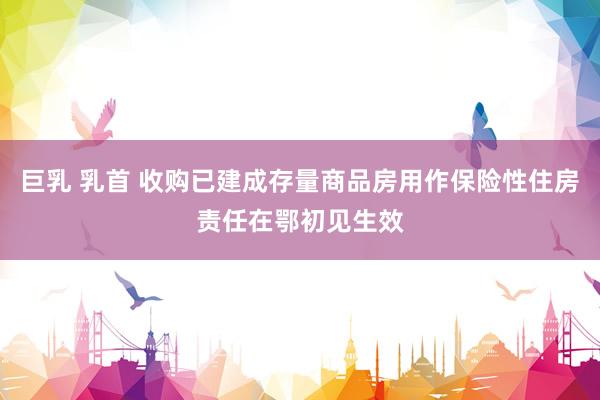 巨乳 乳首 收购已建成存量商品房用作保险性住房责任在鄂初见生效