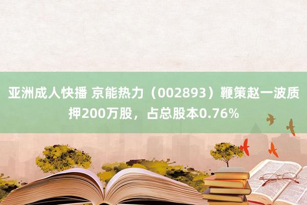 亚洲成人快播 京能热力（002893）鞭策赵一波质押200万股，占总股本0.76%