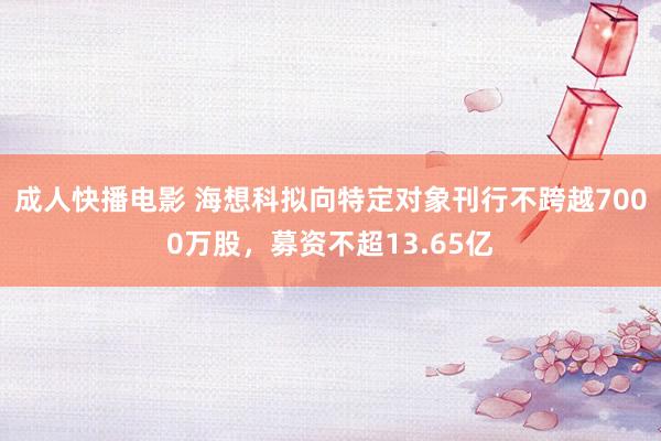成人快播电影 海想科拟向特定对象刊行不跨越7000万股，募资不超13.65亿