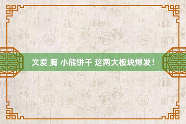 文爱 胸 小熊饼干 这两大板块爆发！