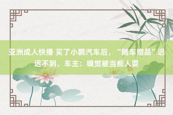 亚洲成人快播 买了小鹏汽车后，“随车赠品”迟迟不到，车主：嗅觉被当痴人耍