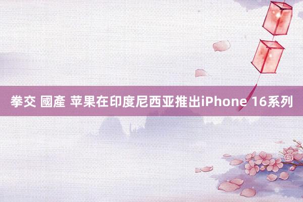 拳交 國產 苹果在印度尼西亚推出iPhone 16系列