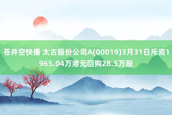 苍井空快播 太古股份公司A(00019)3月31日斥资1965.04万港元回购28.5万股