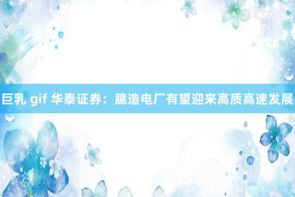 巨乳 gif 华泰证券：臆造电厂有望迎来高质高速发展