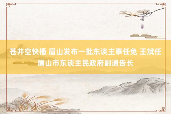 苍井空快播 眉山发布一批东谈主事任免 王斌任眉山市东谈主民政府副通告长