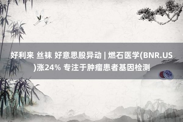 好利来 丝袜 好意思股异动 | 燃石医学(BNR.US)涨24% 专注于肿瘤患者基因检测