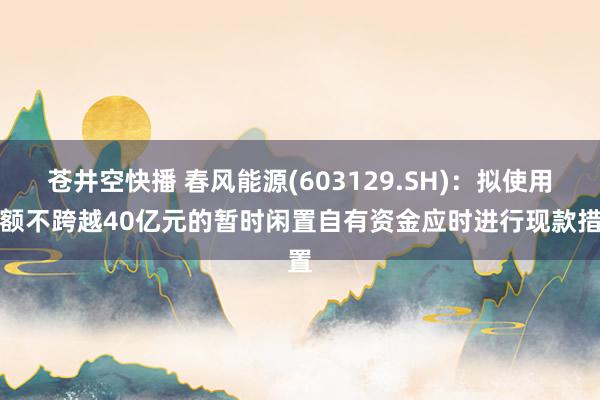 苍井空快播 春风能源(603129.SH)：拟使用余额不跨越40亿元的暂时闲置自有资金应时进行现款措置